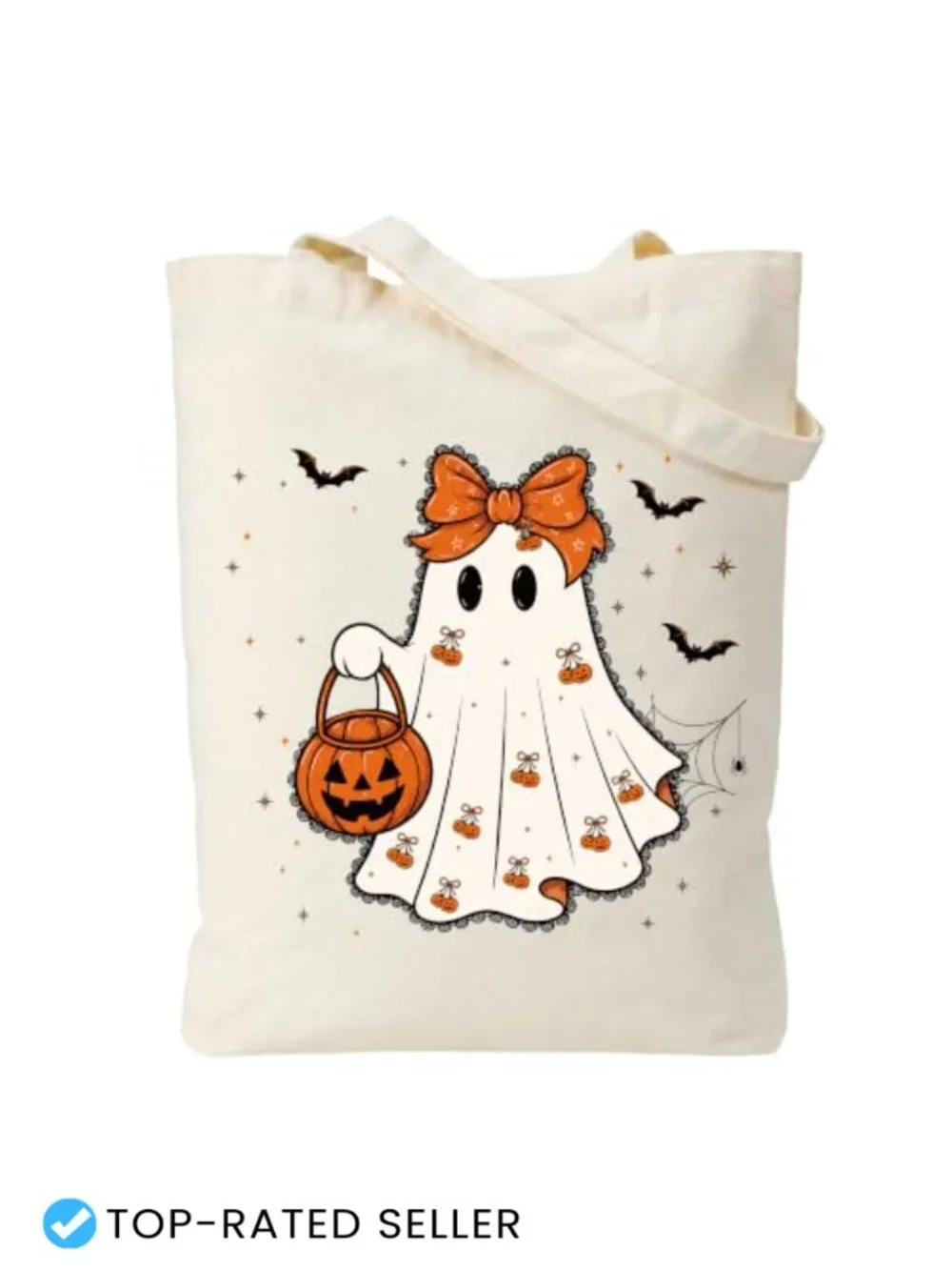 Halloween Tote Bag for Women Trick or Treat Canvas Shopping Shoulder Bag